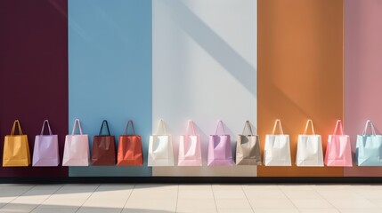 Eco-Conscious Shopping, Reusable Shopping Bags Displayed with Plenty of Copy Space for Your Message, generative ai.
