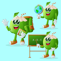 Cute coconut characters in education