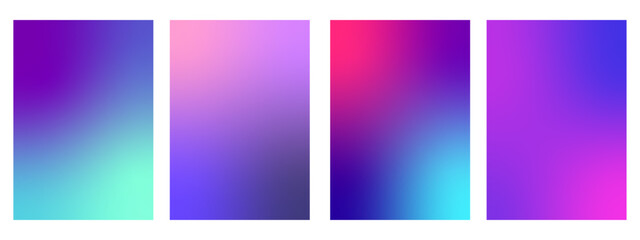 set of abstract gradient background space theme. Dynamic gradation purple, pink, blue color