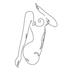 Woman Naked Body Continuous Line Drawing. Female Body Nude Modern Line Art Drawing for Wall Decor, Prints, Posters. Woman Line Art. Abstract Female Bedroom Decor Print. Vector EPS 10