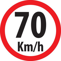 Speed limit road sign 70km/h vector