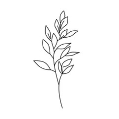 One Line Vector Drawing of Leaves Branch. Botanical Modern Single Line Art, Aesthetic Contour. Perfect for Home Decor, Wall Art Posters, or t-shirt Print, Mobile Case. Continuous Line Drawing 