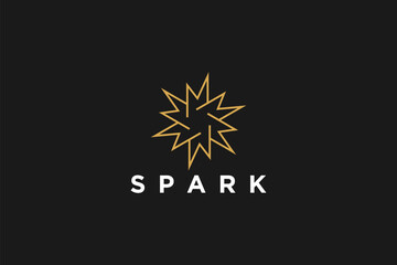 Spark star logo design line style icon symbol