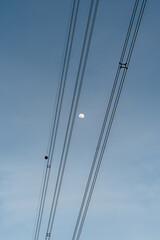 Fototapeta premium abstract image electric lines moon small landscape