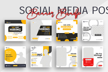 We are Hiring for Job Vacancy Social Media Posts or Square Web Banner Template Design Bundle