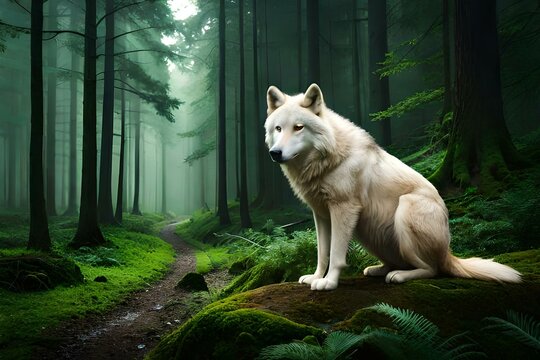 wolf in meadow generated AI