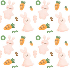 Cute Rabbit pattern cartoon caryon colour for wallpaper, poster,postcard,background