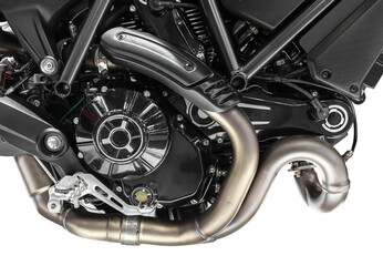Fototapeta na wymiar Close up black v-twin motorcycle engine