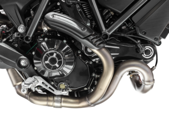 Close up black v-twin motorcycle engine