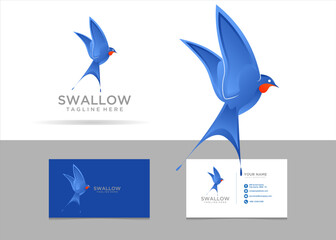 blue Swallow fly logo, vector editabel, suitable for your promotional media
