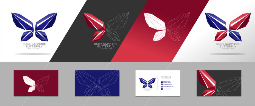 Butterfly logo. Luxury line logotype design. With gamestone, brilliant, ruby, butterfly symbol logotype.