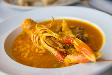 Rice with crayfish, tasty spanish food