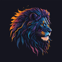 Vector lion colorful  illustration art