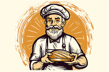 Portrait of a male baker. Post processed AI
