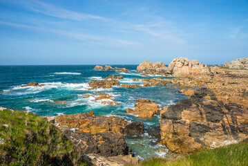 Fototapeta premium View at the Bay near Plougrescant Back rocks in France
