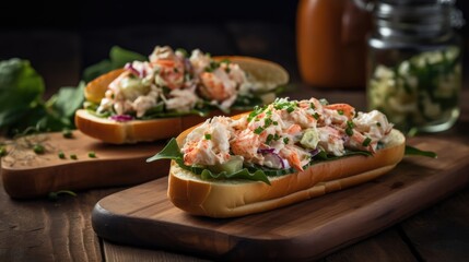 Lobster Rolls full of chunks of lobster meat and vegetables