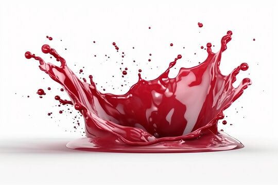 Red water splash isolated background