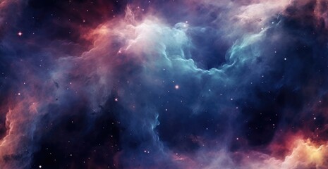 Obraz na płótnie Canvas A colorful nebula, a large cluster of bright galaxies