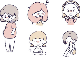 悩む女性セット