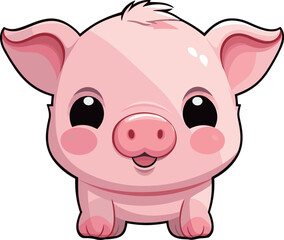 Plakat Vector cute pig cartoon character illustration