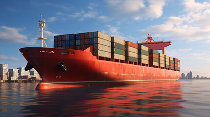 Naklejka premium Container Cargo ship, Generative Ai