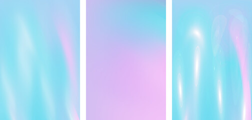 Delicate gradient background - pink color turning into blue. Set of 3 vertical images, banner.