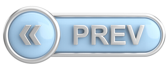 Previous button. Back button. 3D illustration.