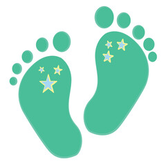 Baby feet with stars. Footprints with stars