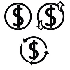 coin of dollar with arrow. coin of dollar with loss or growth