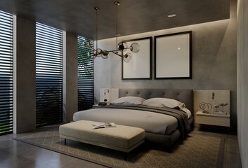 Fototapeta na wymiar Modern Contemporary Bedroom and Natural Tones