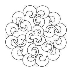 Mandala with waves curls. Coloring book page. Vector illustration.
