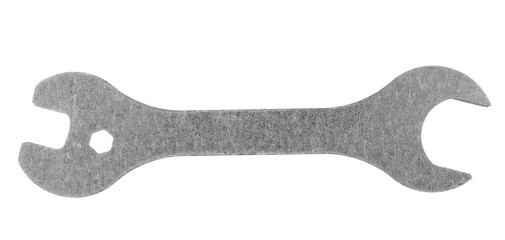 New wrench, isolated on white, top view