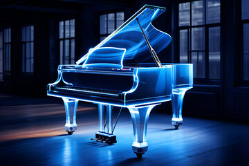 Blue grand piano