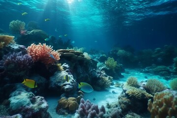 Fototapeta na wymiar coral reef and diver. 