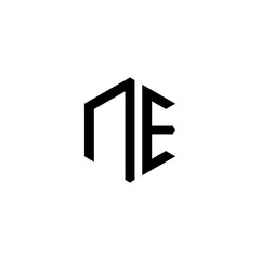NE Letter Logo Design polygon Monogram Icon Vector Template