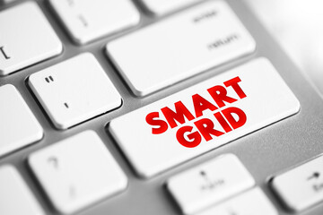 Smart grid - electrical grid which includes a variety of operation and energy measures, text button on keyboard
