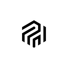 PN PNI Letter Logo Design polygon Monogram Icon Vector Template