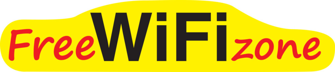 Comic free WIFI zone sign on yellow background.