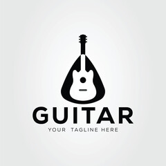 silhouette guitar or bass or ukelele logo vector illustration design