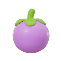 Mangosteen 3d illustration. Isolated object on a transparent background