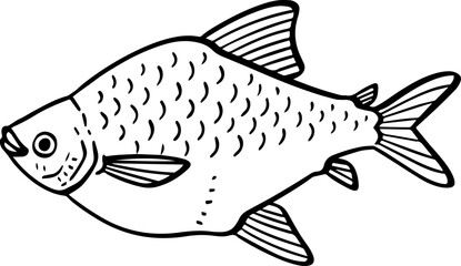 cartoon fish drawing illustration.