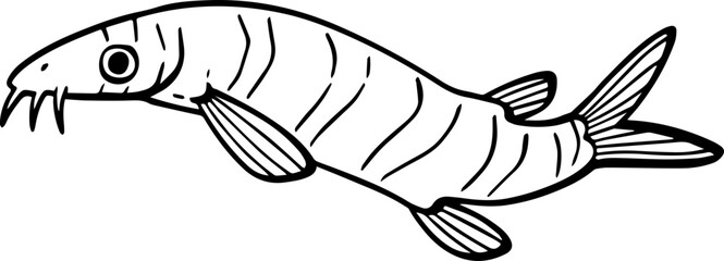 cartoon fish drawing illustration.