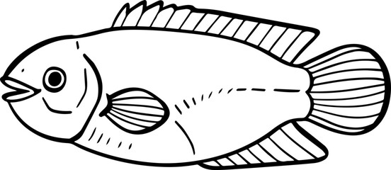 cartoon fish drawing illustration.