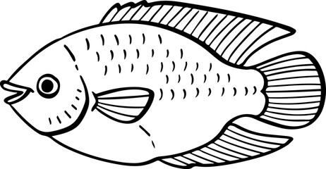 cartoon fish drawing illustration.