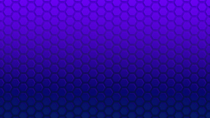 Purplish blue to dark blue color gradient hexagon pattern on blue background. Abstract and modern background in 4k resolution. Copy space.