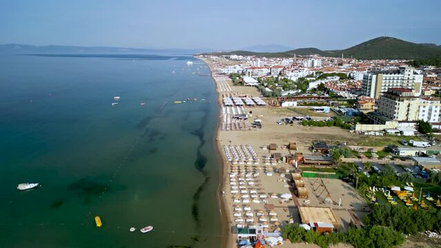 Drone view of Ayvalık Sarimsakli beach