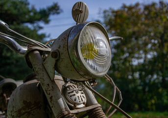 Headlight of an old moped
