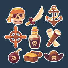 Pirate vector game icon set