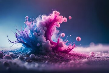 Splash of color paint, water or smoke on dark background, abstract pattern