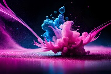 Splash of color paint, water or smoke on dark background, abstract pattern